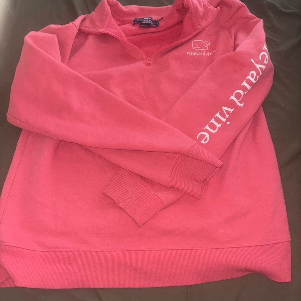 Vineyard Vines Bright Pink Fleece Quarter-Zip